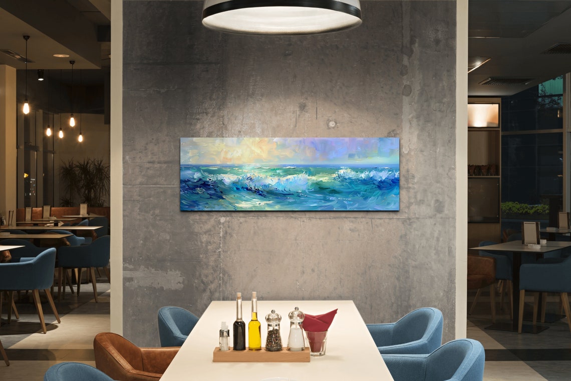 Sunlit Ocean Waves Soft Pastel Seascape Impressionist Coastal Poster - Image 5
