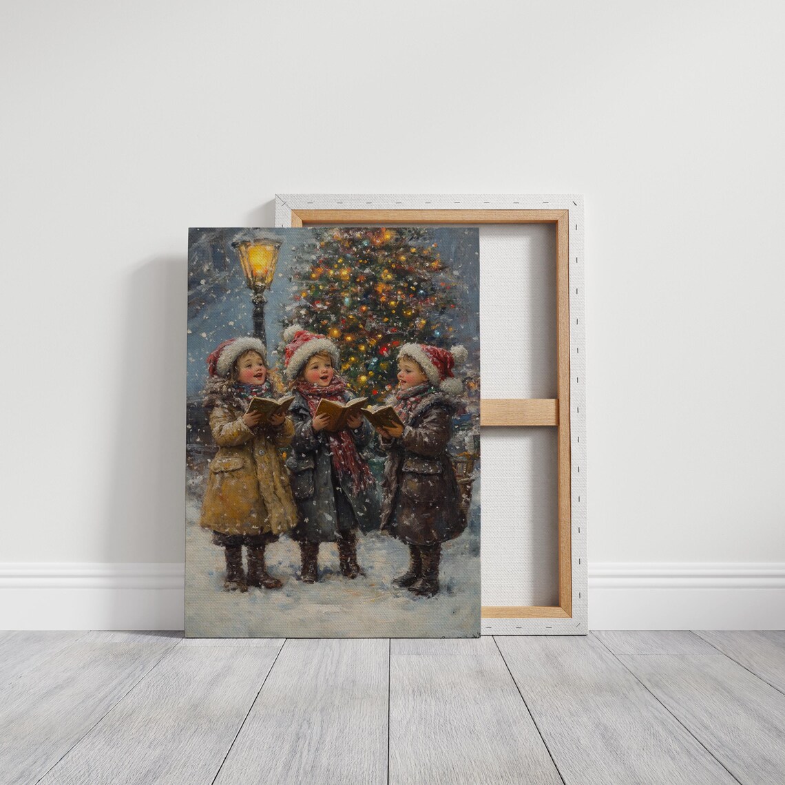 Victorian Christmas Carolers Snowy Night Vintage Holiday Poster - Image 3