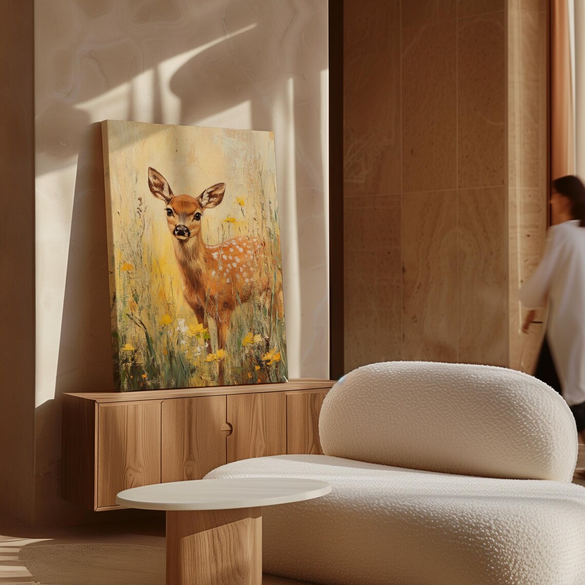 Fawn In Wildflower Meadow Art Print, Rustic Woodland Decor - Image 7