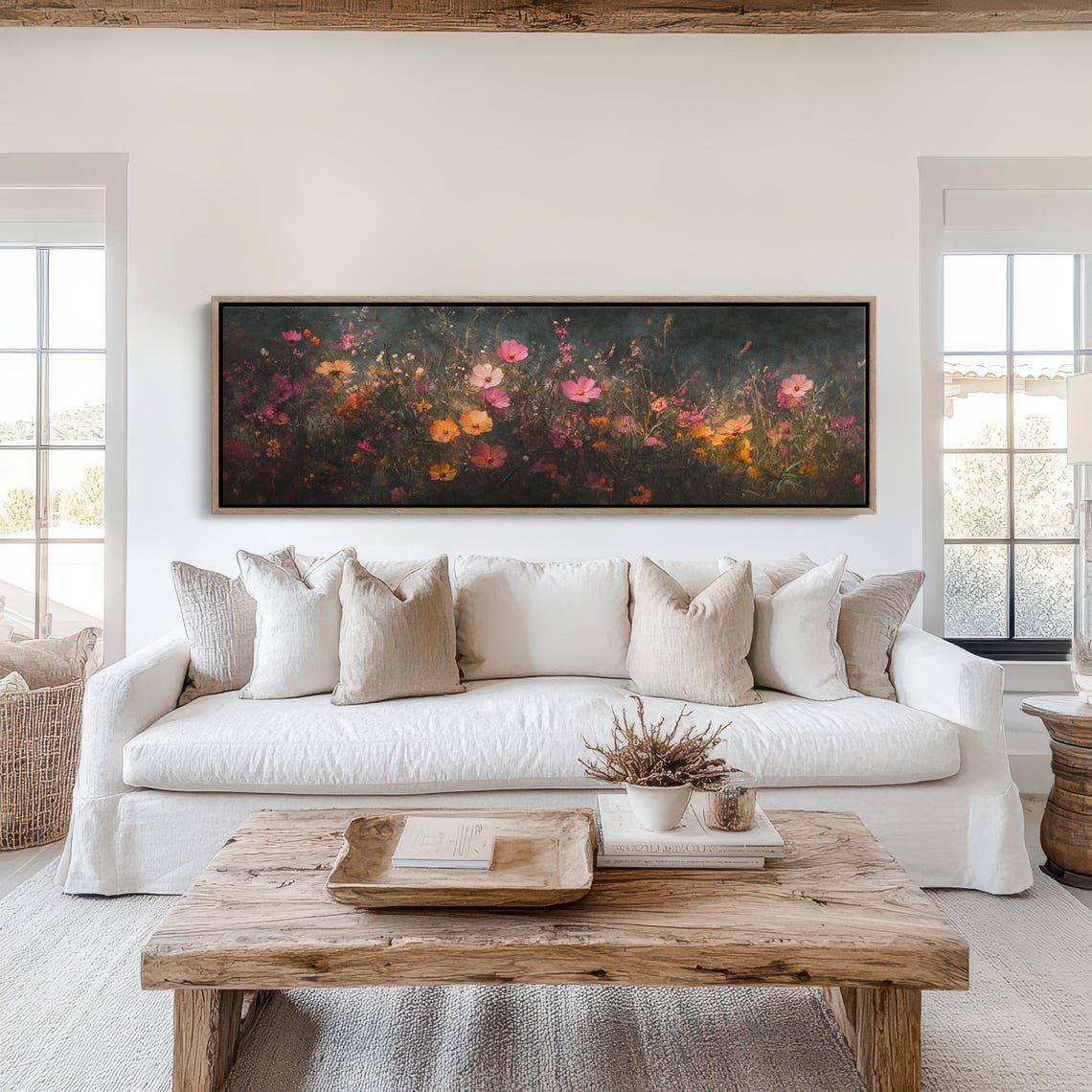 Dark Moody Cosmos Wildflower Meadow Romantic Night Floral Art Poster - Image 6