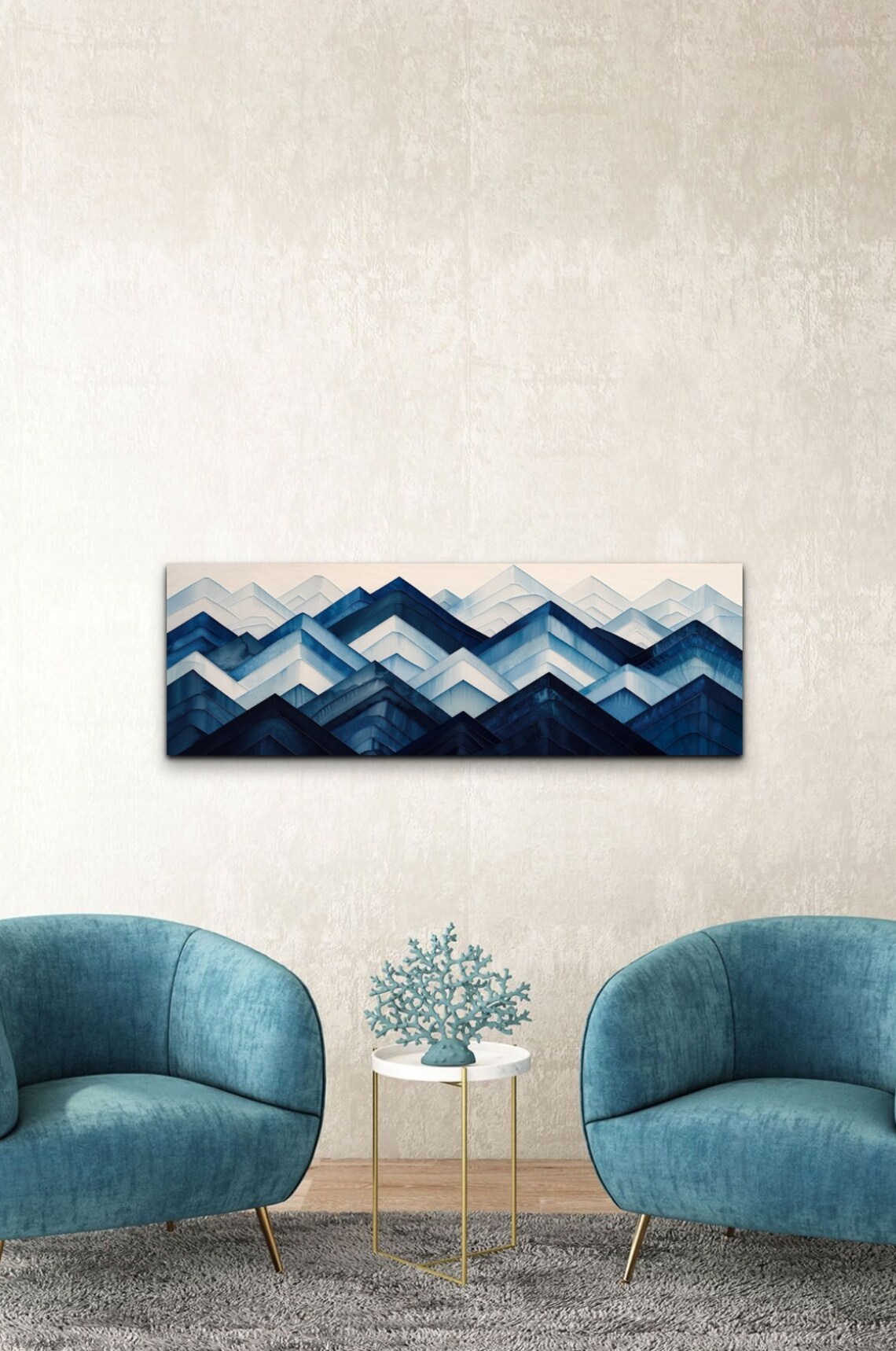 Geometric Mountain Range, Panoramic Art Print - Image 6