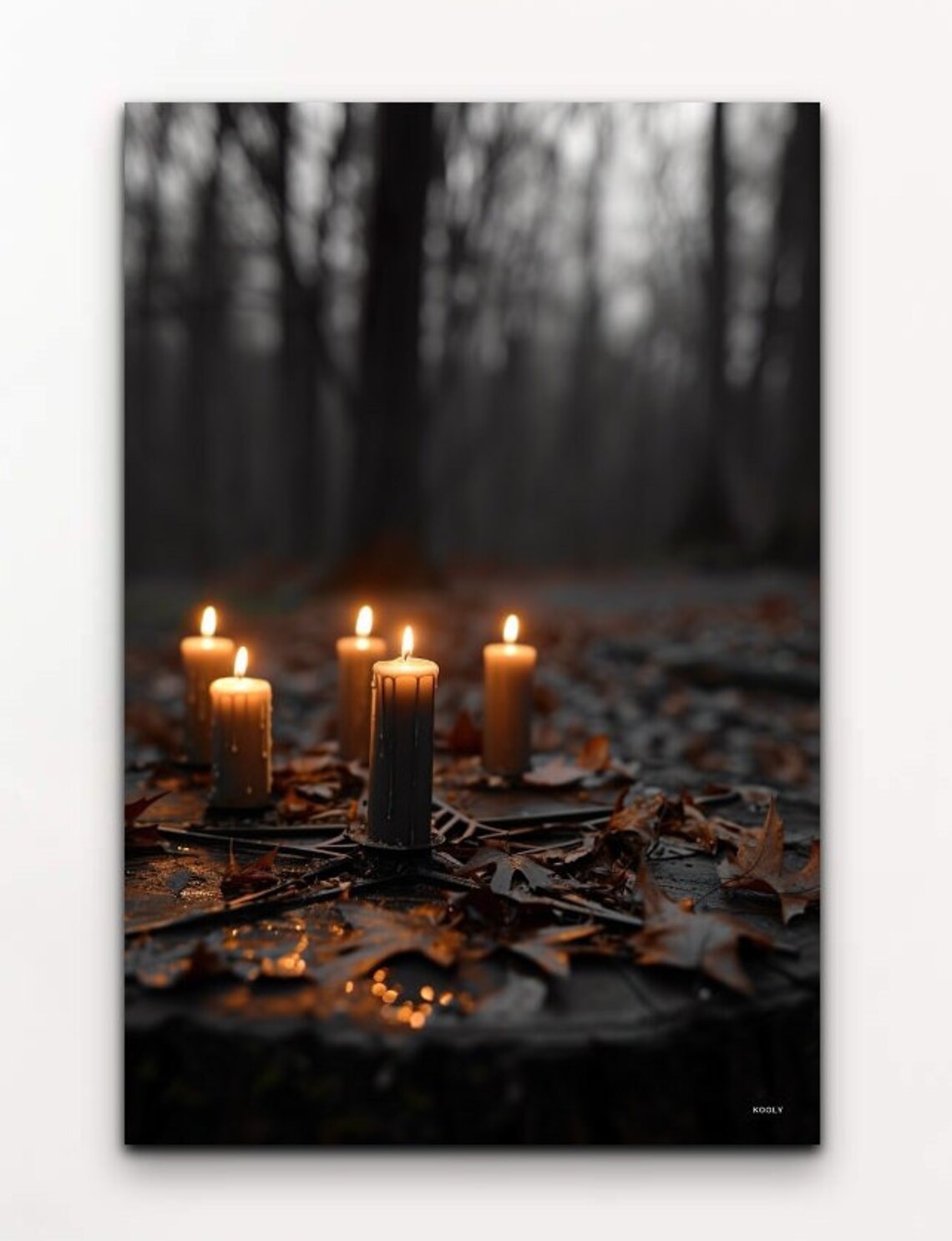 Candle Forest Ritual Witch Halloween Art