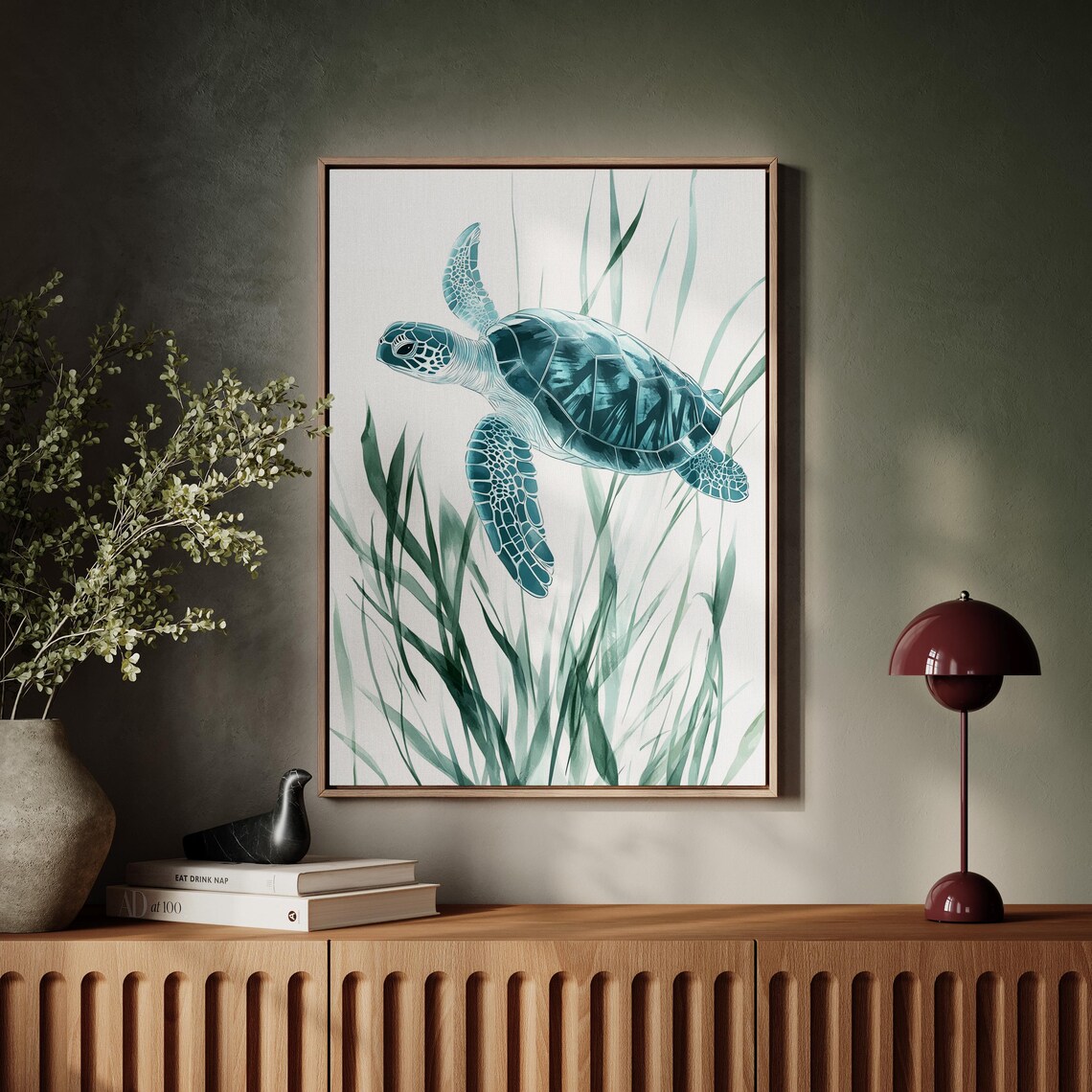 Sea Turtle Art, Minimalist Coastal Wildlife Illustration - Image 6