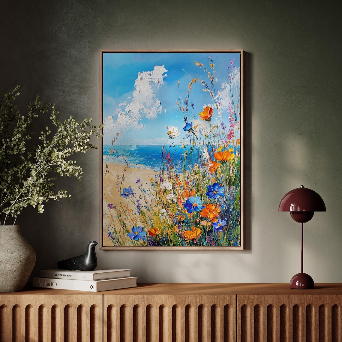 Vibrant Coastal Wildflowers With Beach And Blue Sea Floral Art Poster - Image 6