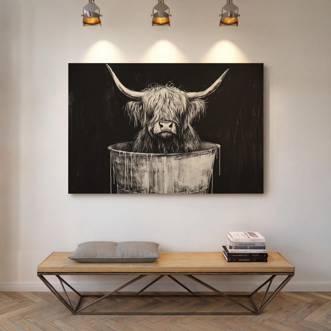 Highland Cow Black And White Art Bold Farmhouse Decor Rustic Animal Wall Art For Modern Spaces - Image 5