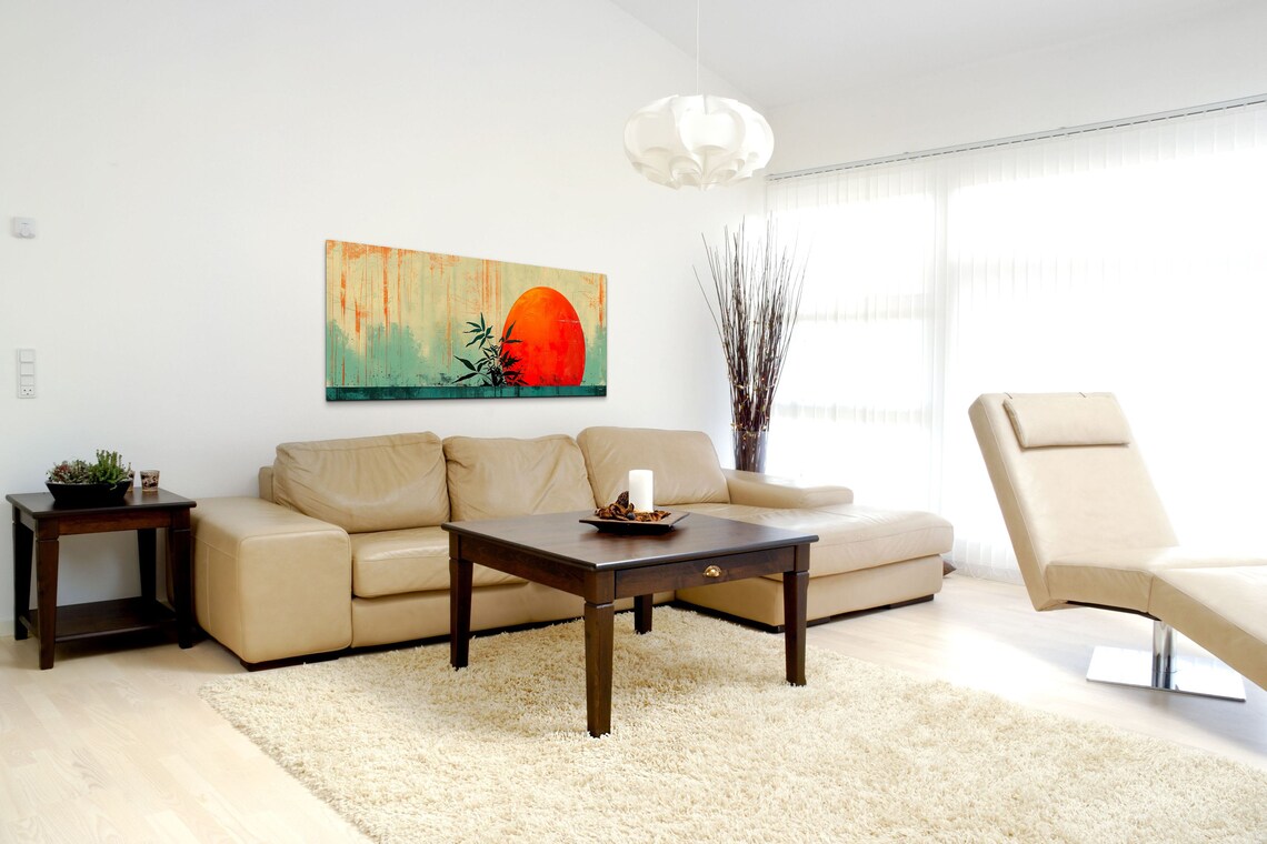 Panoramic Geometric Mid-Century Modern Sunrise - Image 6