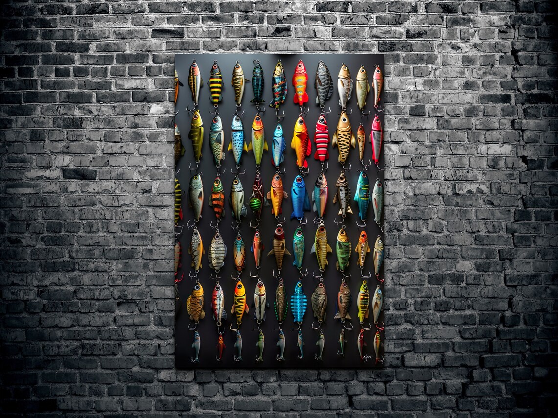 Fishing Lures Art Print, Man Cave and Lake Decor - Image 2