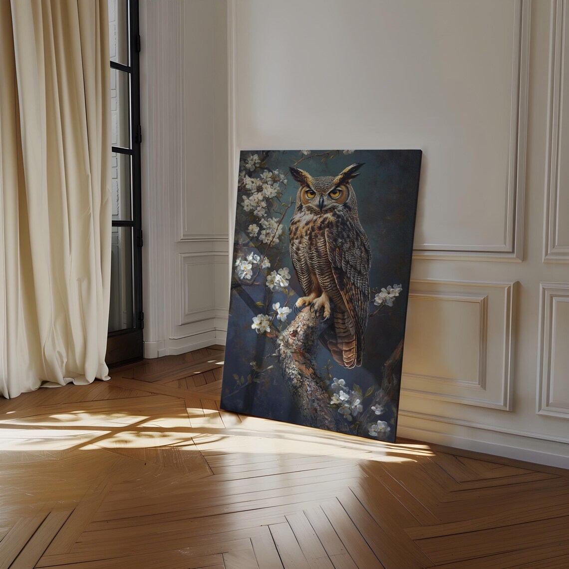 Great Horned Owl Art Print, Rustic Wildlife Decor - Image 5