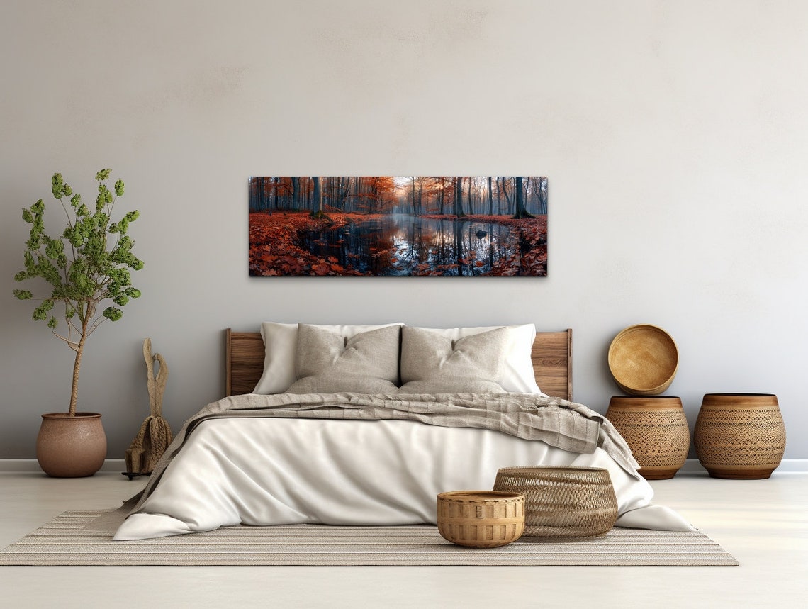 Autumn Forest Pond Mirror Reflection Fall Leaves Photographic Poster - Image 6