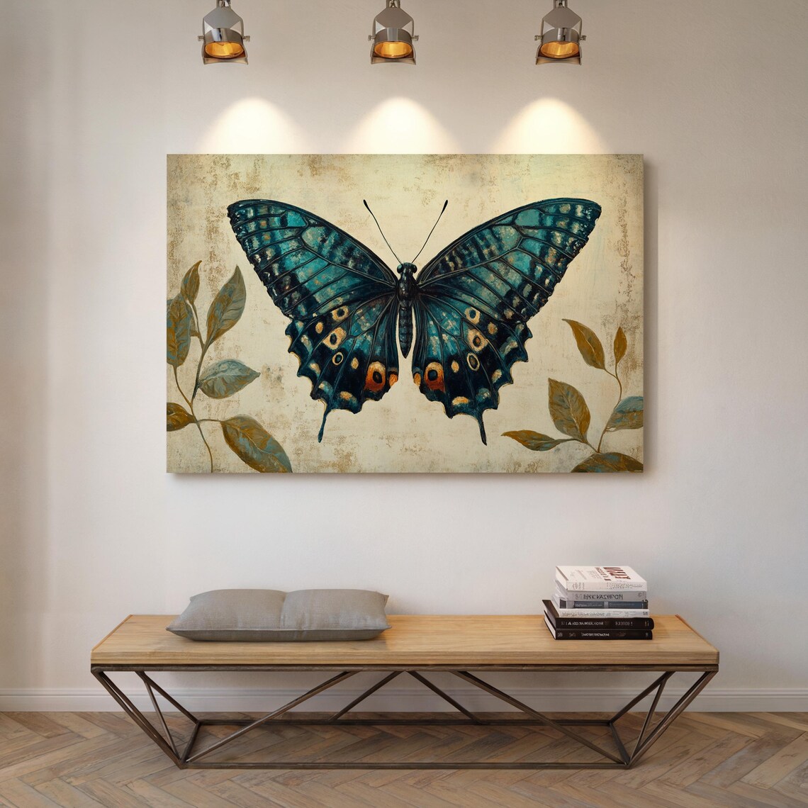 Blue Butterfly, Rustic Botanical Wall Art - Image 7