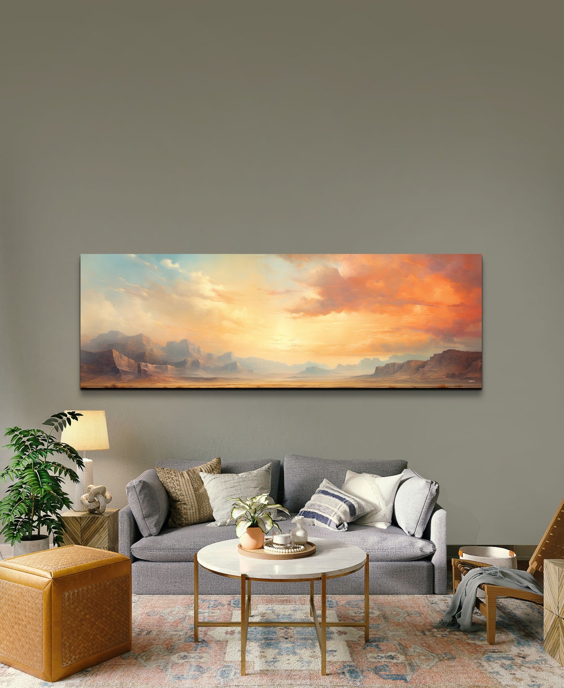 Panoramic Desert Mesas At Sunset Dramatic Cloudscape Art Poster - Image 3