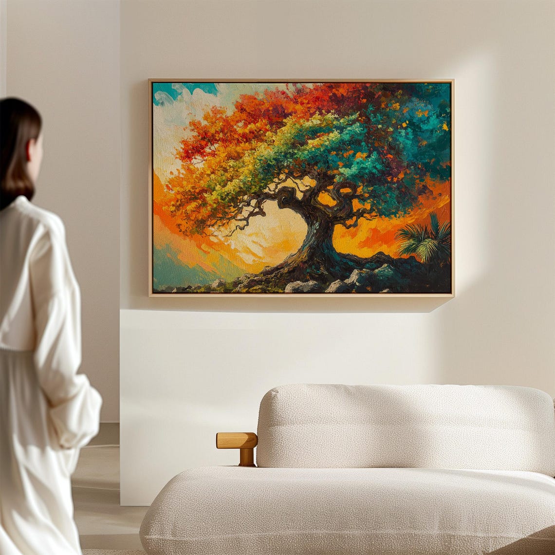 Vibrant Twisted Tree With Multicolor Foliage Fiery Painting Wall Art - Image 4