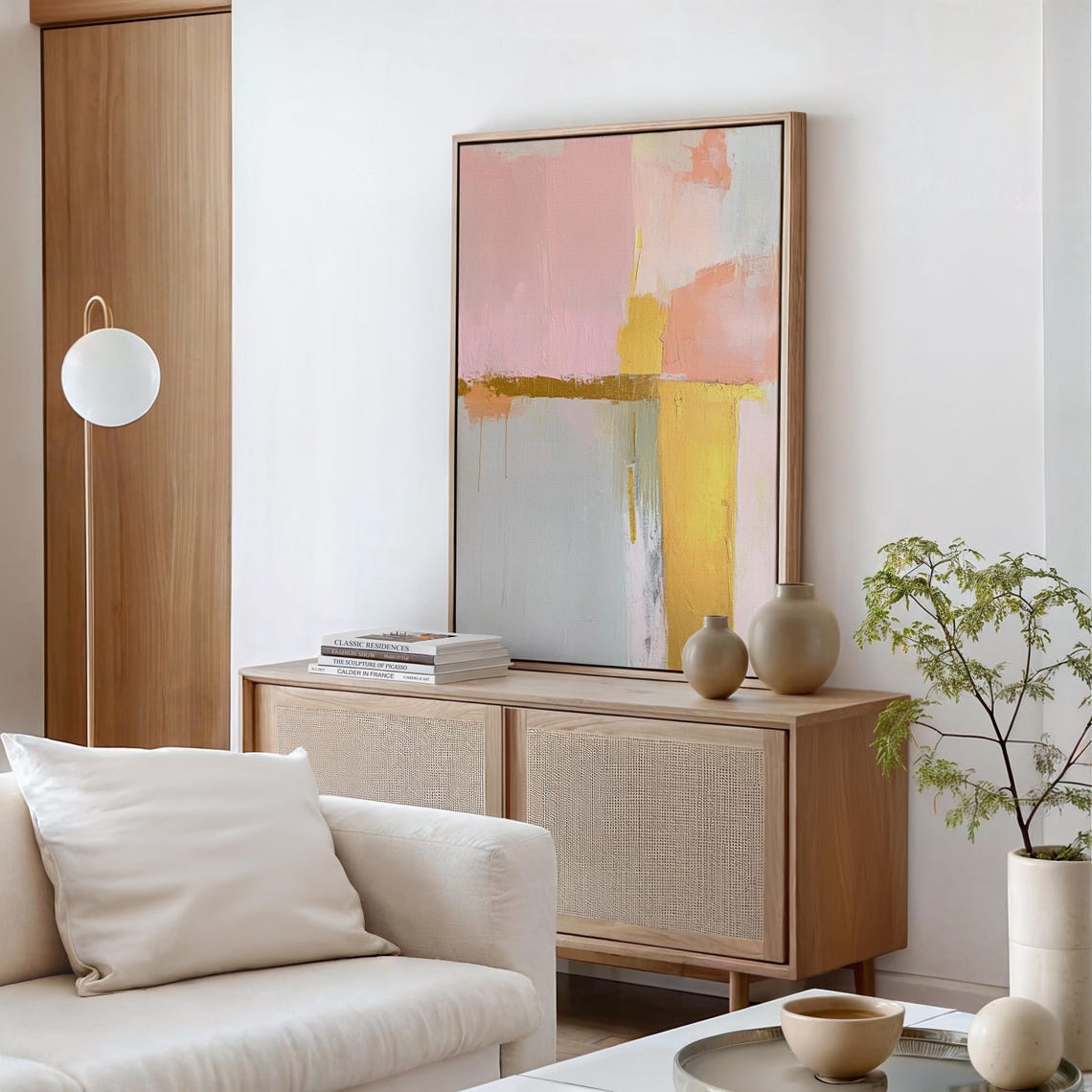 Pink Gold Abstract Minimalist Textured Modern Pastel Art Poster - Image 6