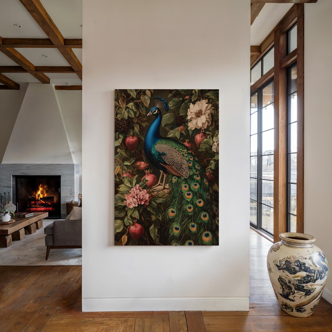 Majestic Peacock Amidst Lush Foliage, Nature Art - Image 4
