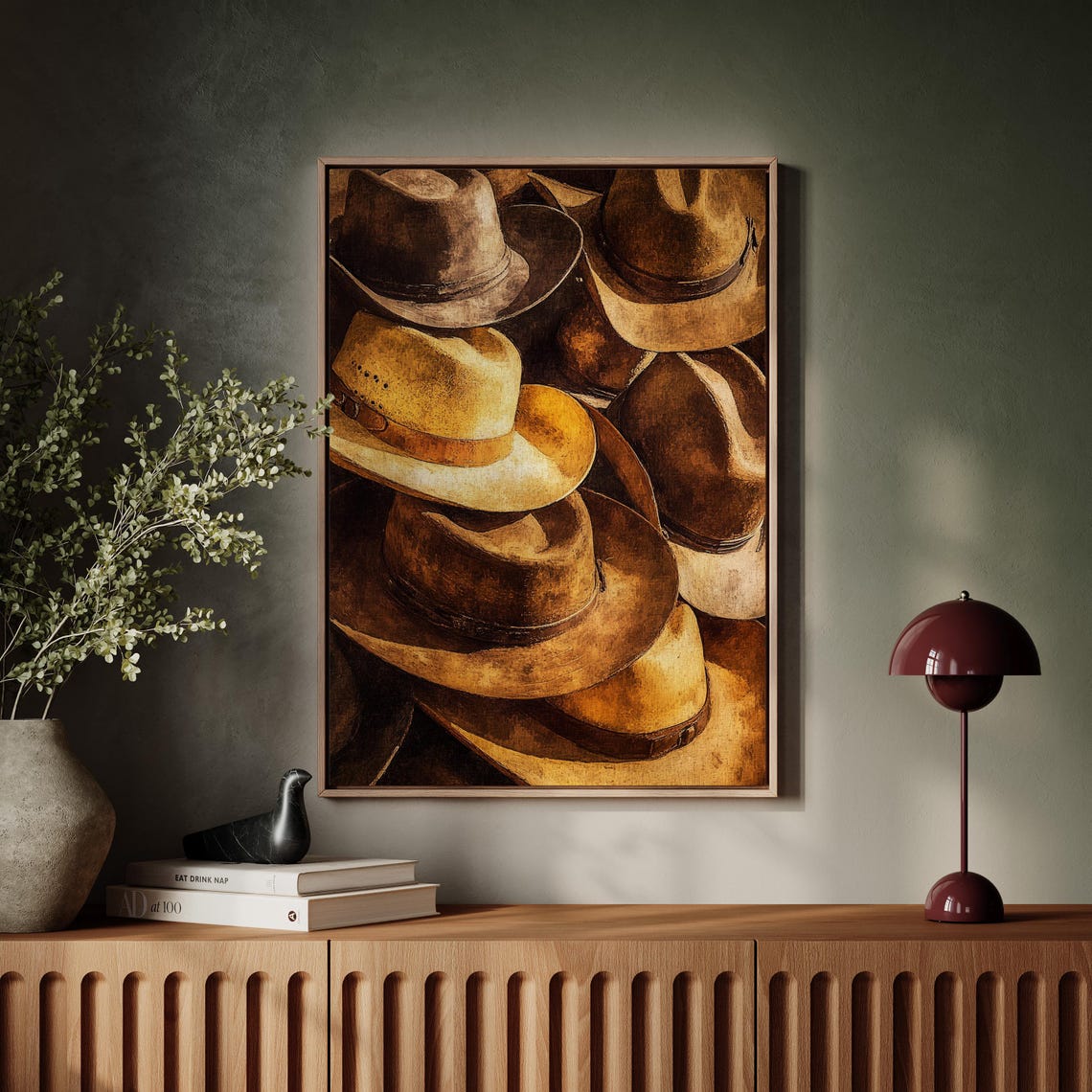 Vintage Cowboy Hats Art Rustic Western Decor Old West Hat Collection Print Southwestern Wall Art - Image 4