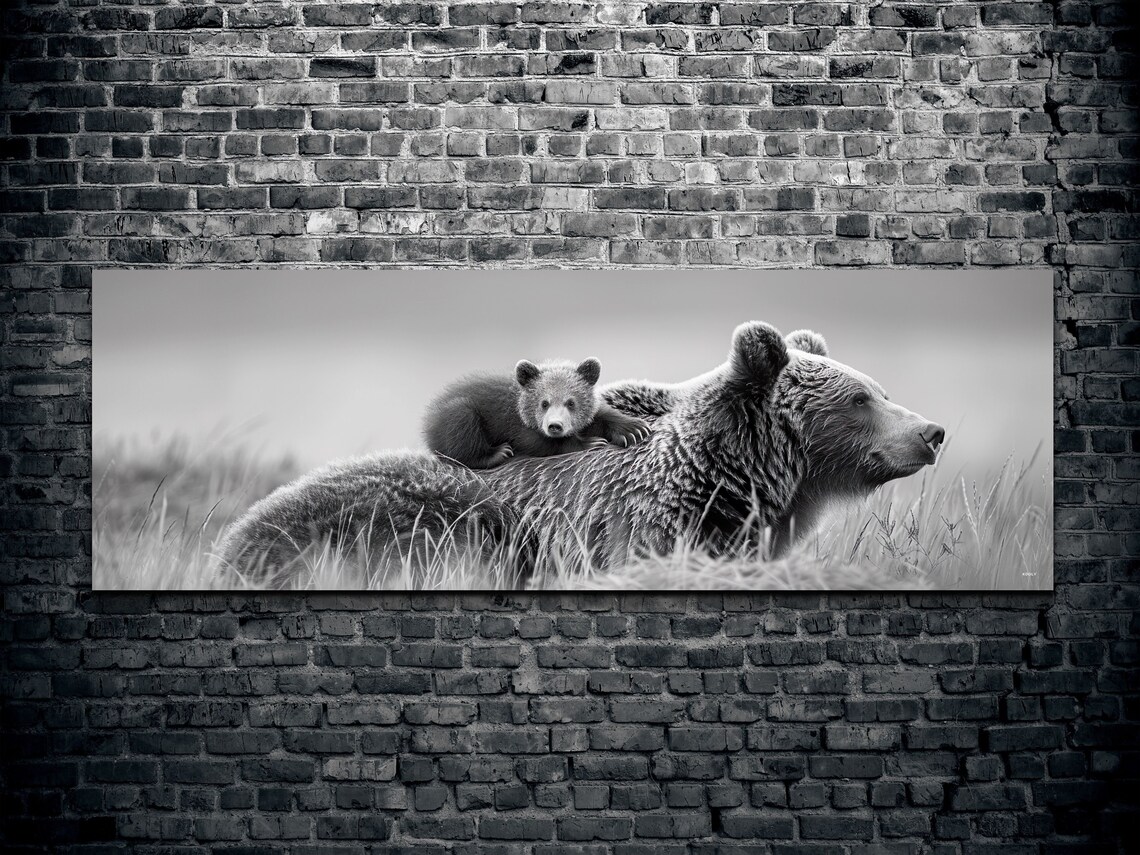 Mamma Bear Cub, Panoramic Wall Art Print - Image 2