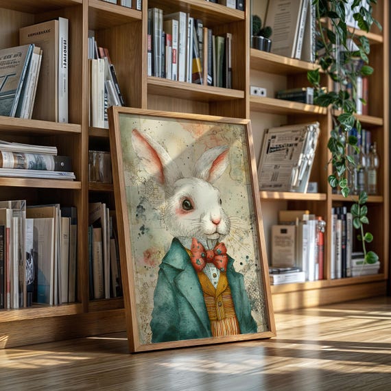 Dapper White Rabbit In Vintage Attire