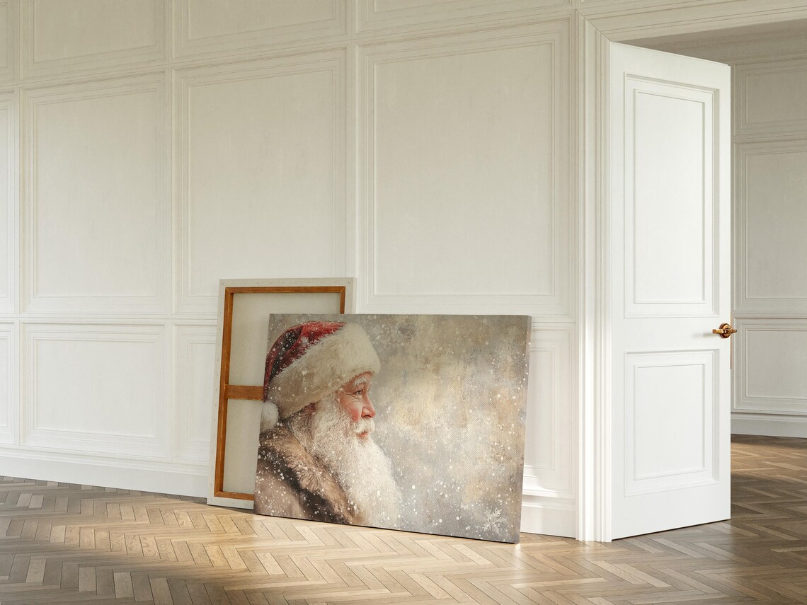 Vintage Santa Claus Profile Snow Portrait Classic Christmas Poster - Image 6