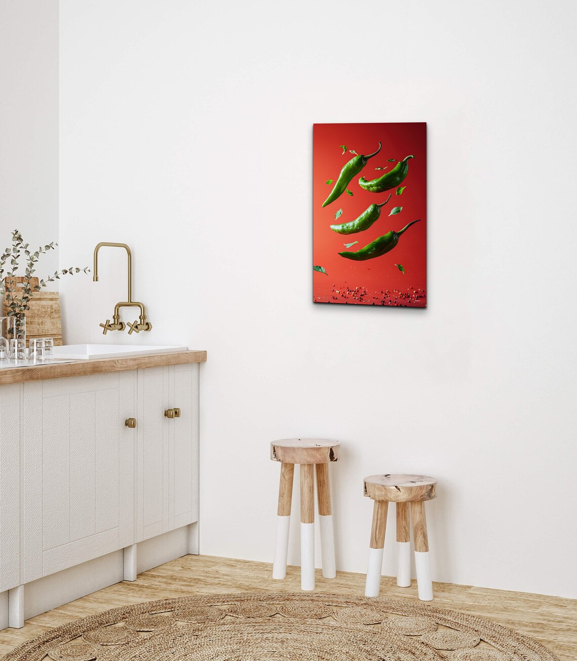 Green Chili Peppers Kitchen Food Art Print - Image 3