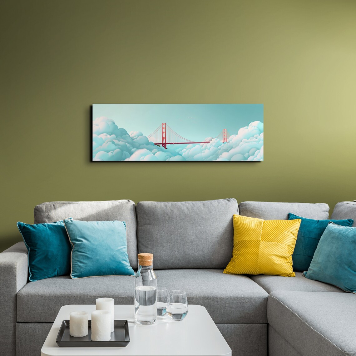 Golden Gate Bridge Above The Clouds, Panoramic Art - Image 5