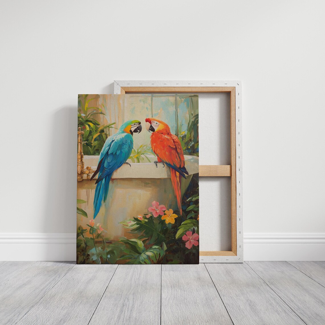Tropical Parrots In Botanical Setting Art Print - Image 3
