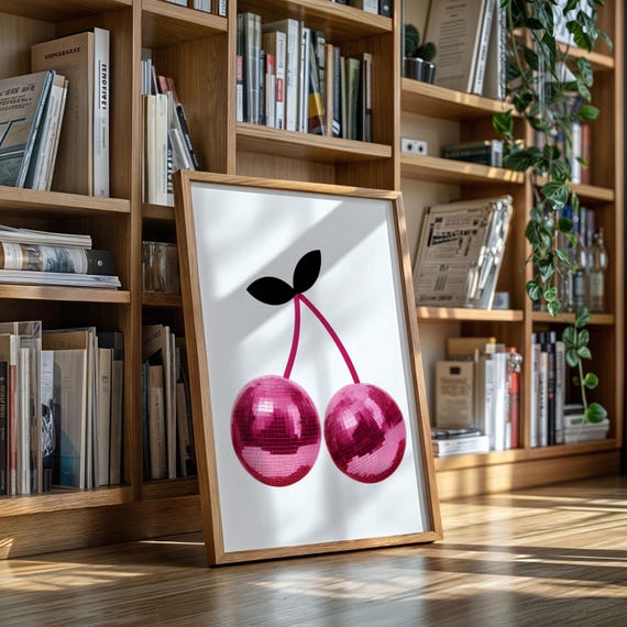 Pink Disco Cherry Art Fun Modern Pop Wall Decor