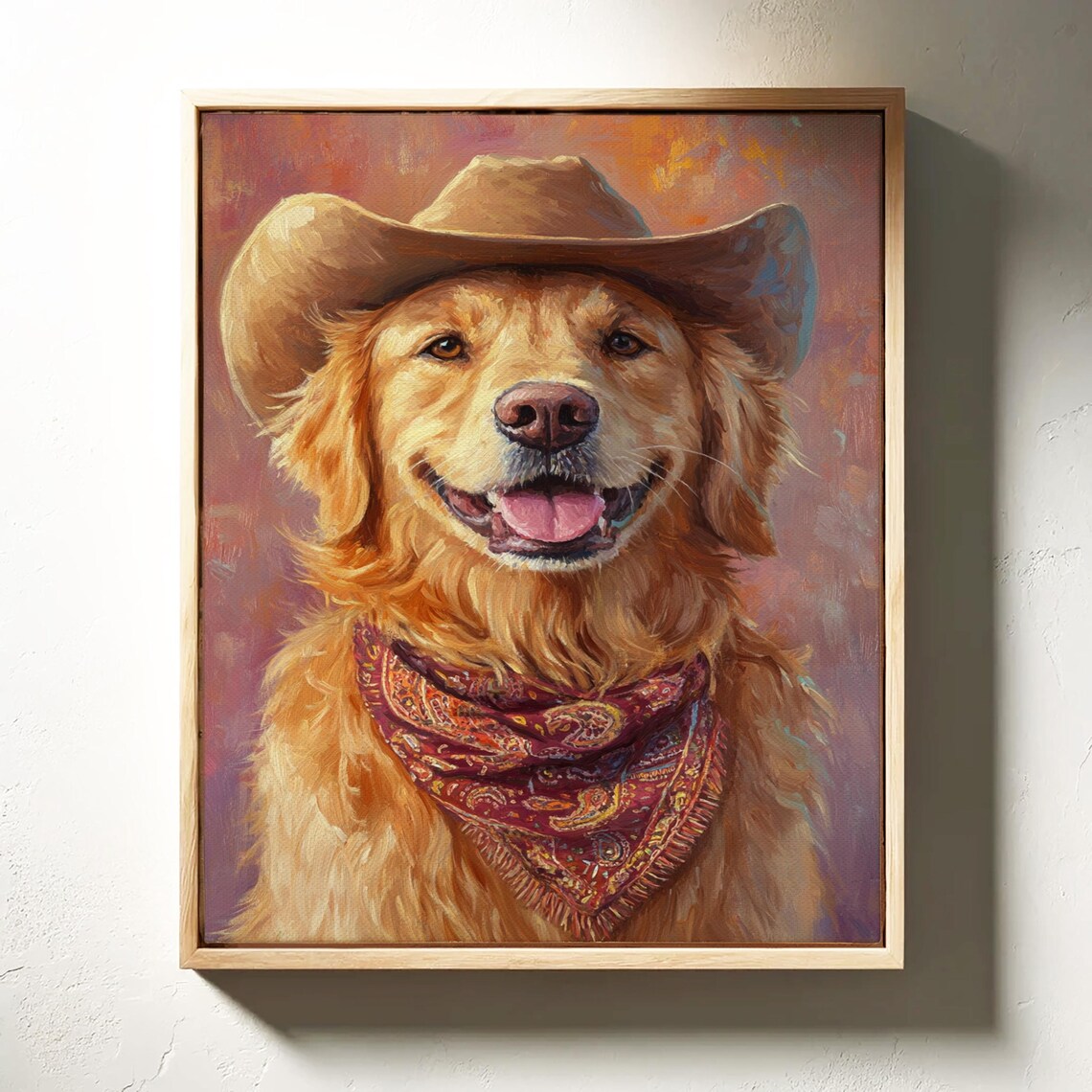 Happy Golden Retriever Cowboy Rustic Western Ranch Dog Poster - Image 5