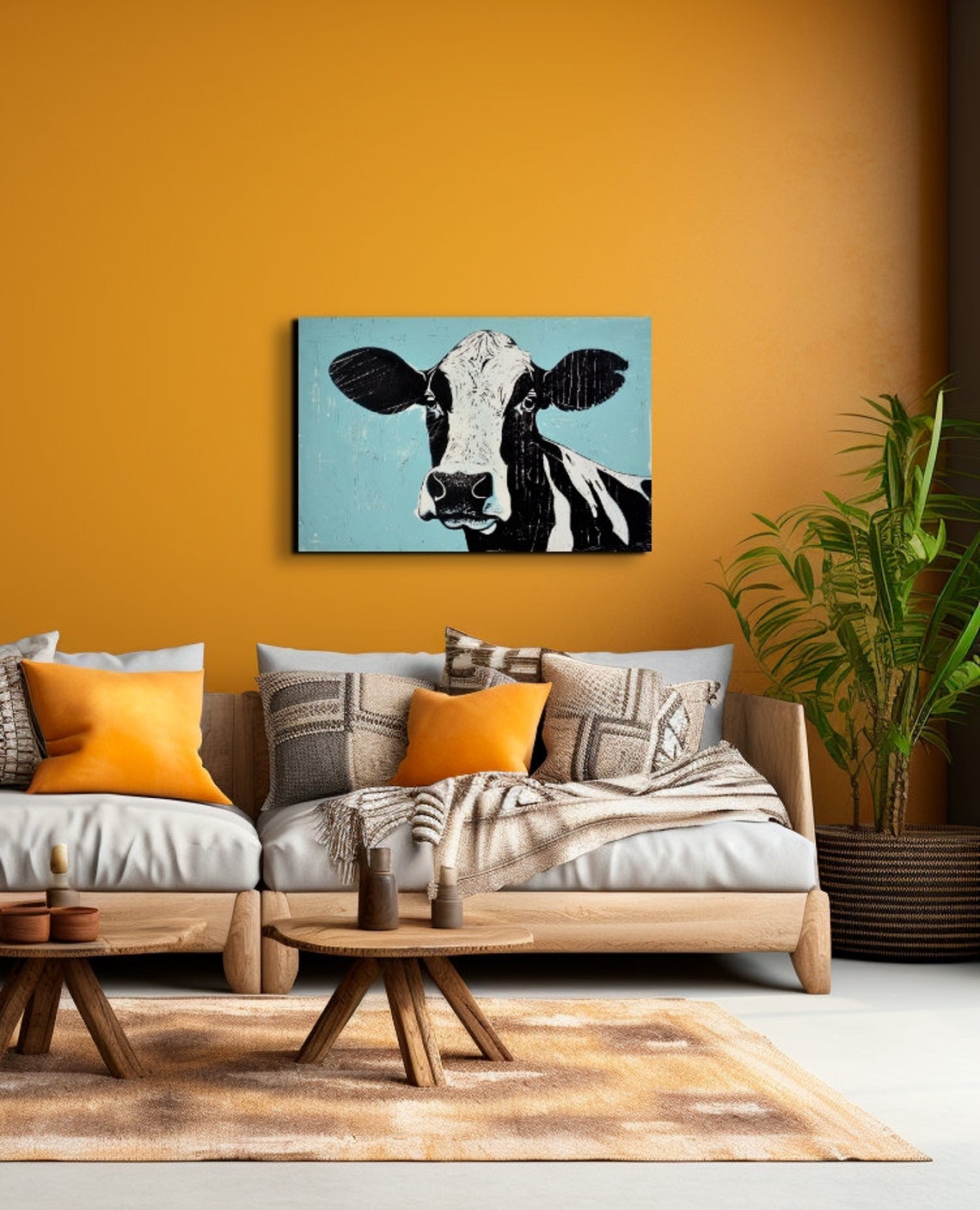 Holstein Cow Face Close Up Bold Black And White Pop Art Poster - Image 7