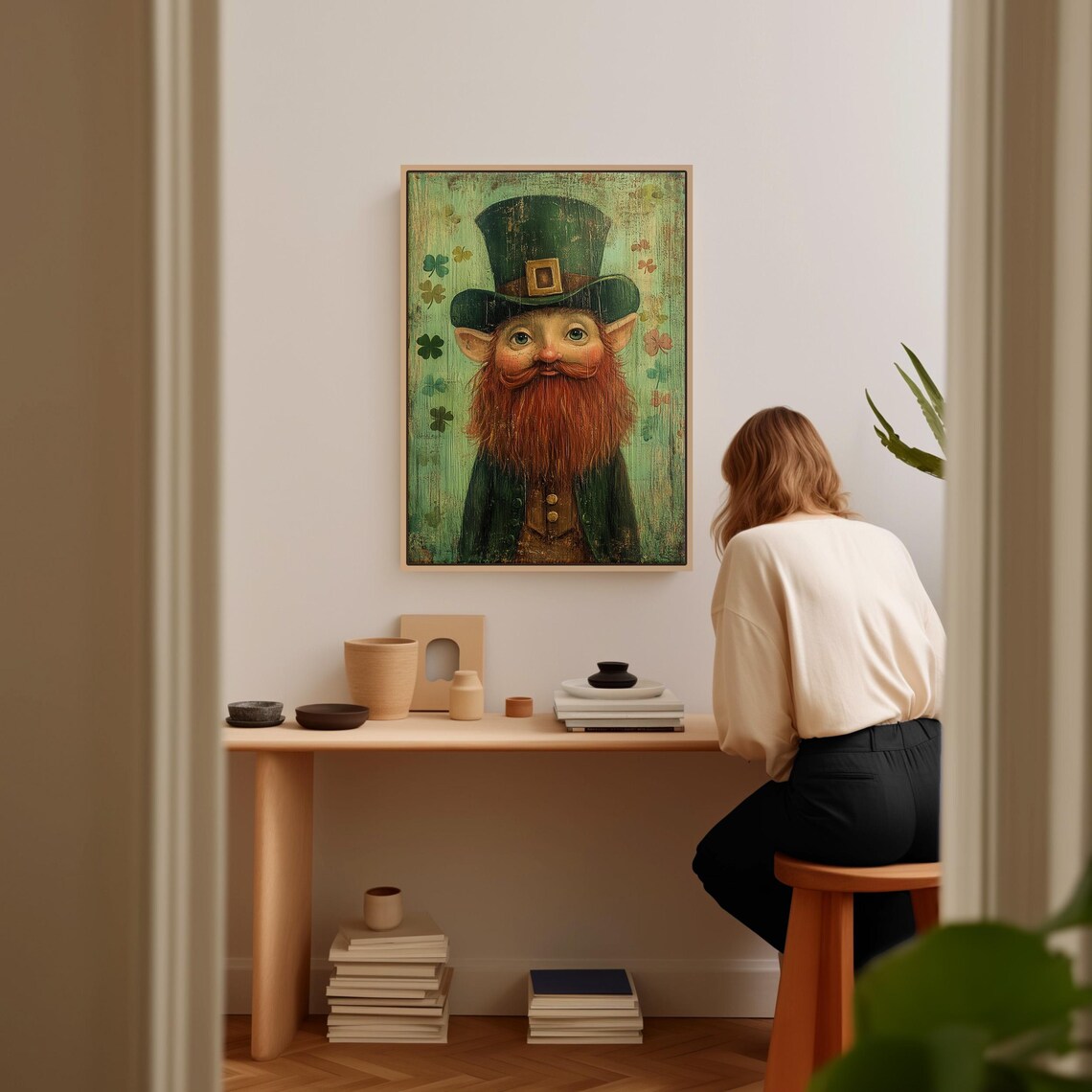 Irish Leprechaun Portrait, Vintage St Patricks Day Art Print - Image 6