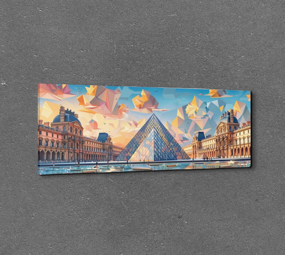 The Louvre Mid-Century Modern Panoramic Art Print - Image 3