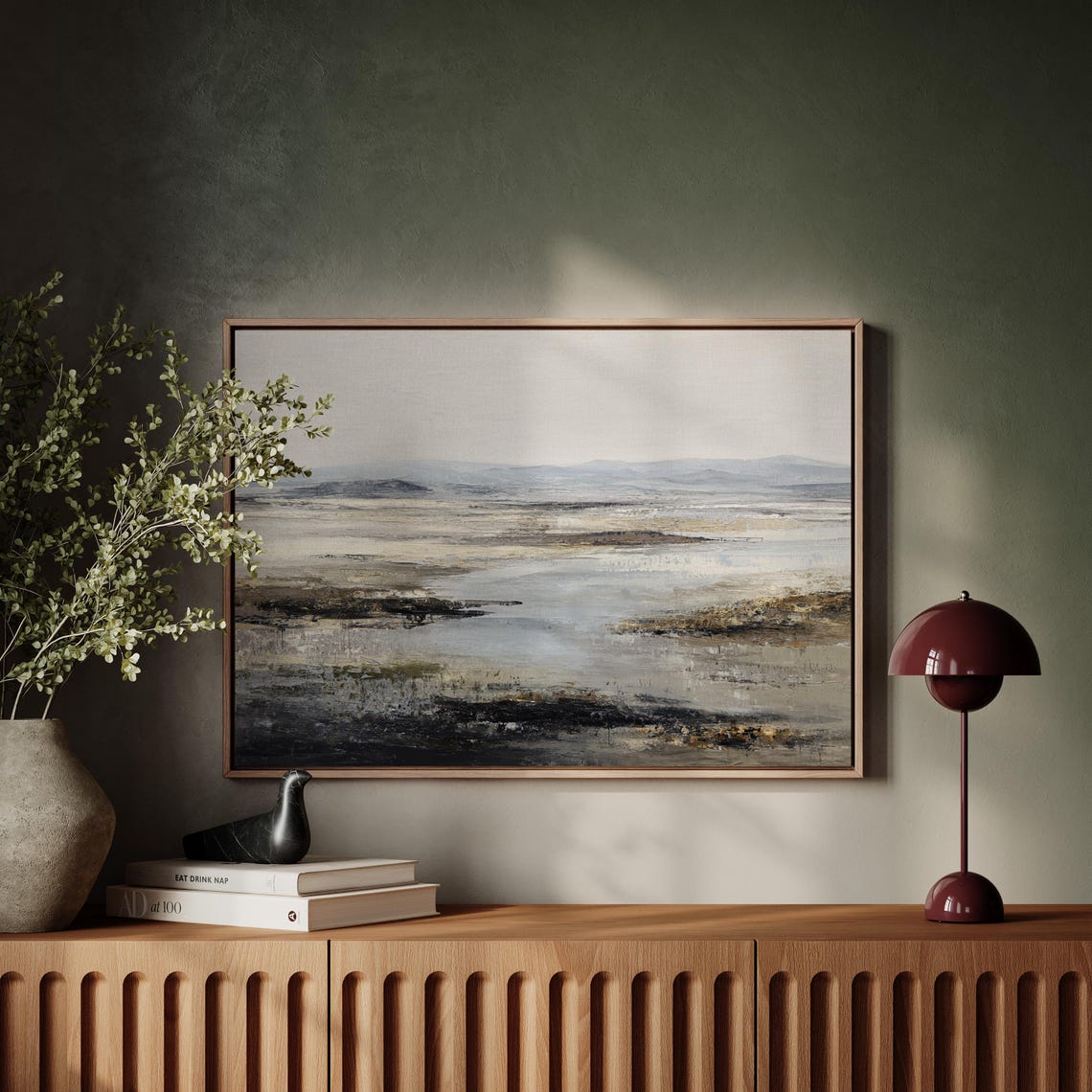 Abstract Gray Textured Horizon Minimalist Modern Neutral Wall Art