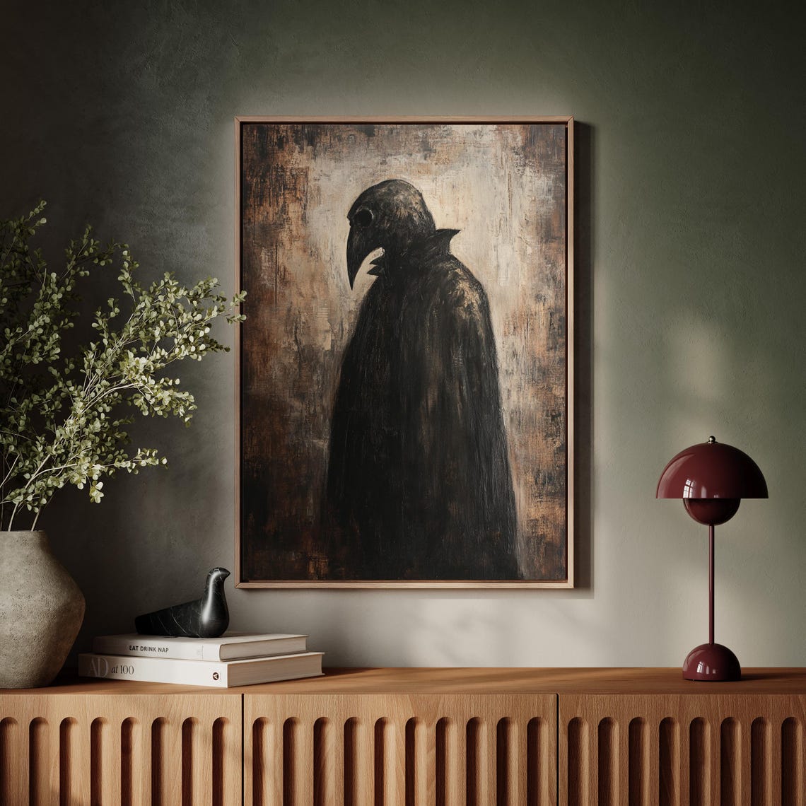Dark Plague Doctor in a Black Cloak Gothic Mysterious Shadow Poster - Image 6