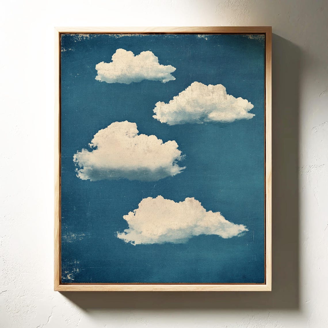 Vintage Blue Sky With White Clouds Textured Cloudscape Art Poster - Image 4