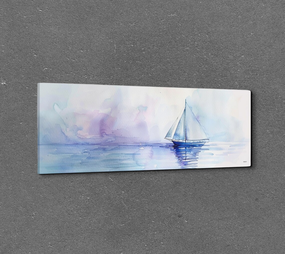 Panoramic Watercolor Sailboat Art Print - Image 3