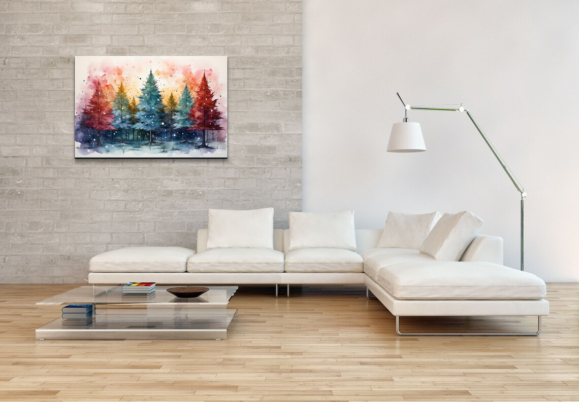 Christmas Tree Winter Landscape, Art Print - Image 3