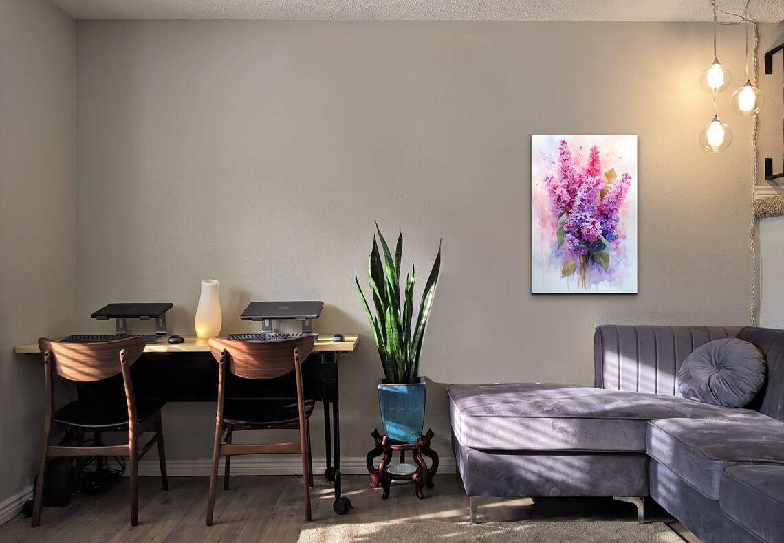 Soft Lilac Bouquet Pink Purple Watercolor Floral Spring Poster - Image 6