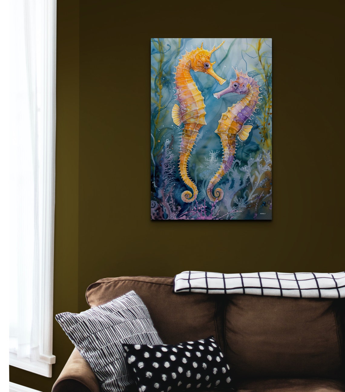 Two Seahorses Facing Each Other Watercolor Ocean Love Art Poster - Image 6