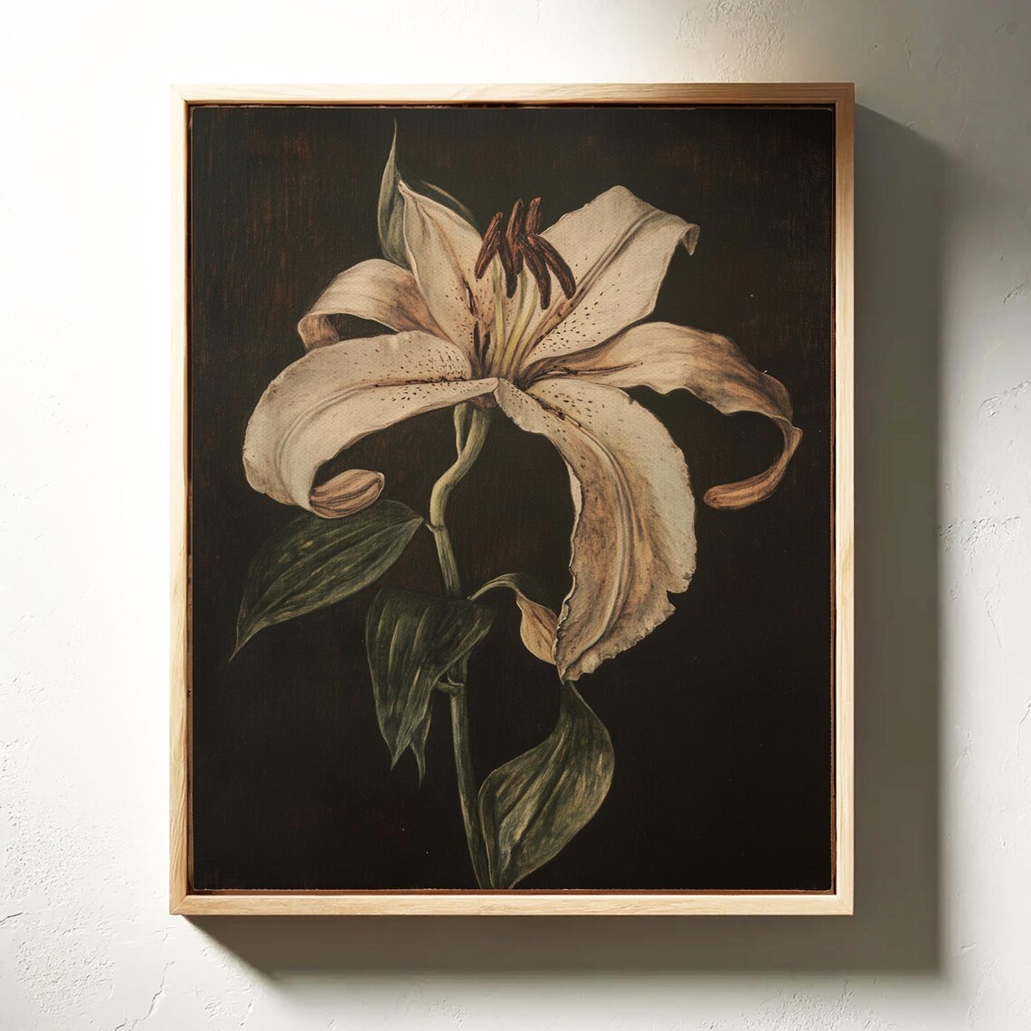 White Lily Vintage Floral Oil Painting - Image 7