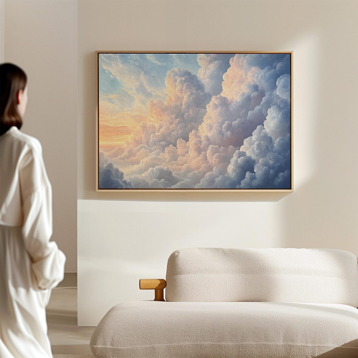 Dreamy Pastel Sunrise Clouds Ethereal Sky Oil Painting Poster - Image 5