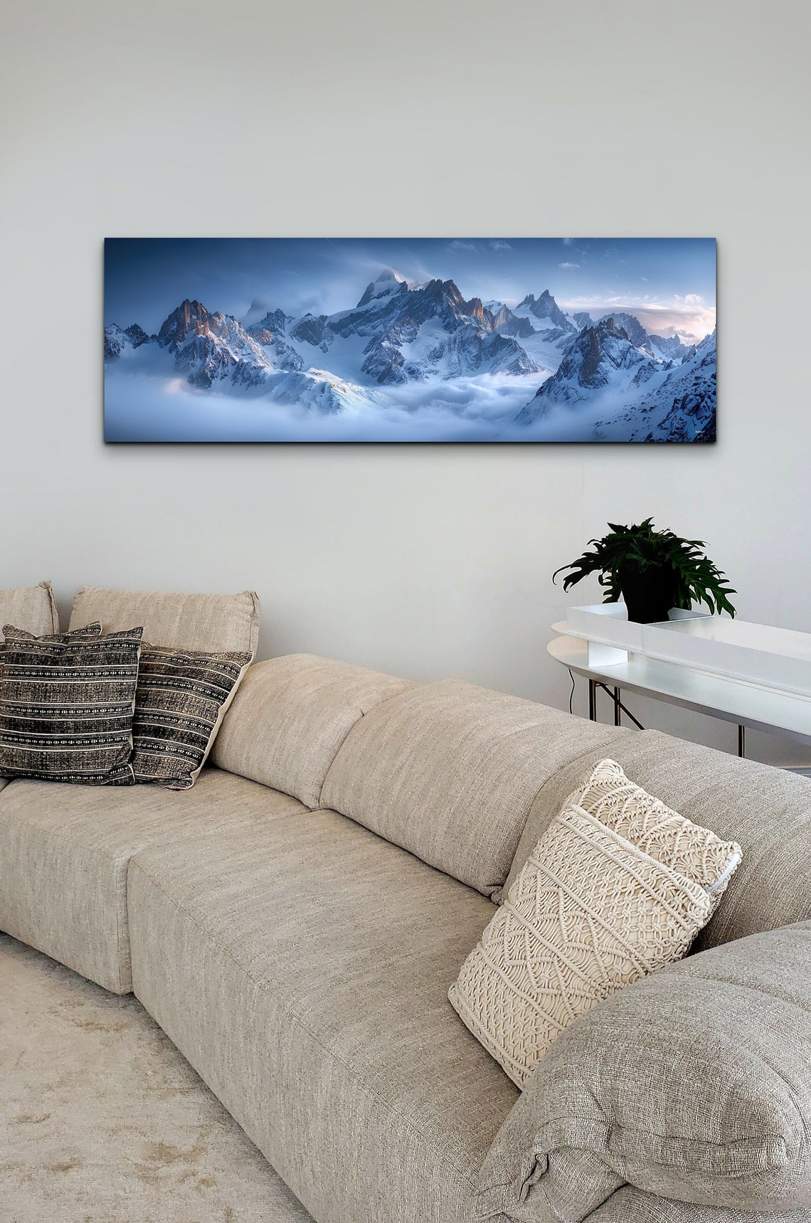 Snow Covered Mountain Peaks Above The Clouds Alpine Art Poster - Image 4