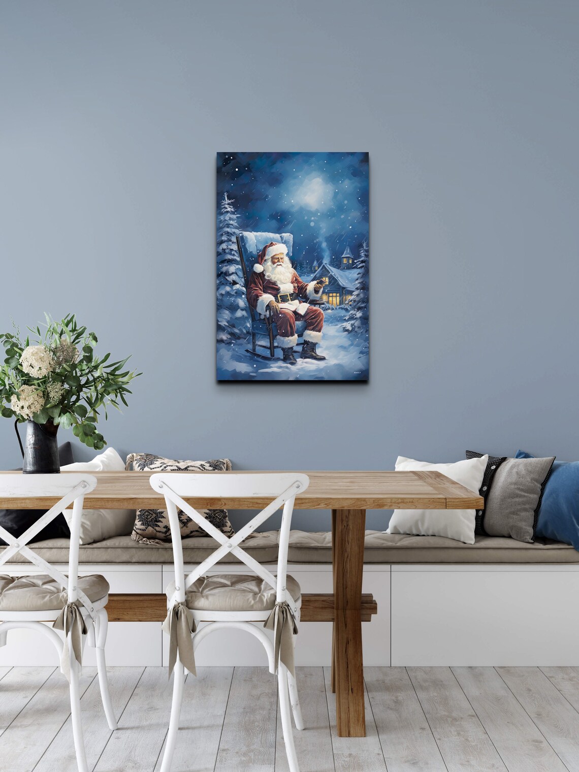 Santa Wall Art Antique Christmas Wall Art Snowing Santa Art Winter Art Christmas Art Santa Claus Art Antique Art - Image 6