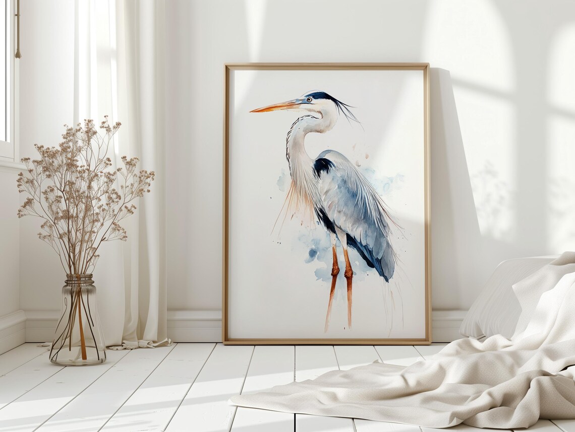 Great Blue Heron Watercolor, Bird Art Print - Image 5