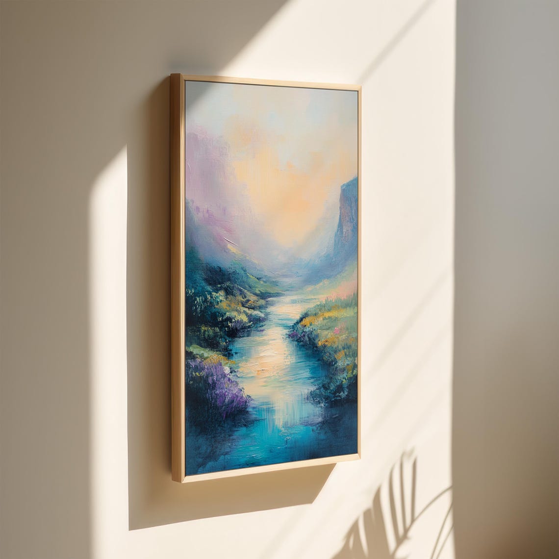 Dreamy River Valley Impressionist Pastel Misty Landscape Poster - Image 2