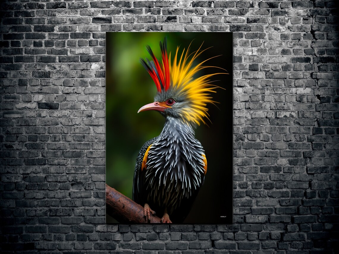 Exotic Crested Bird Colorful Plumage Tropical Wildlife Art Poster - Image 2
