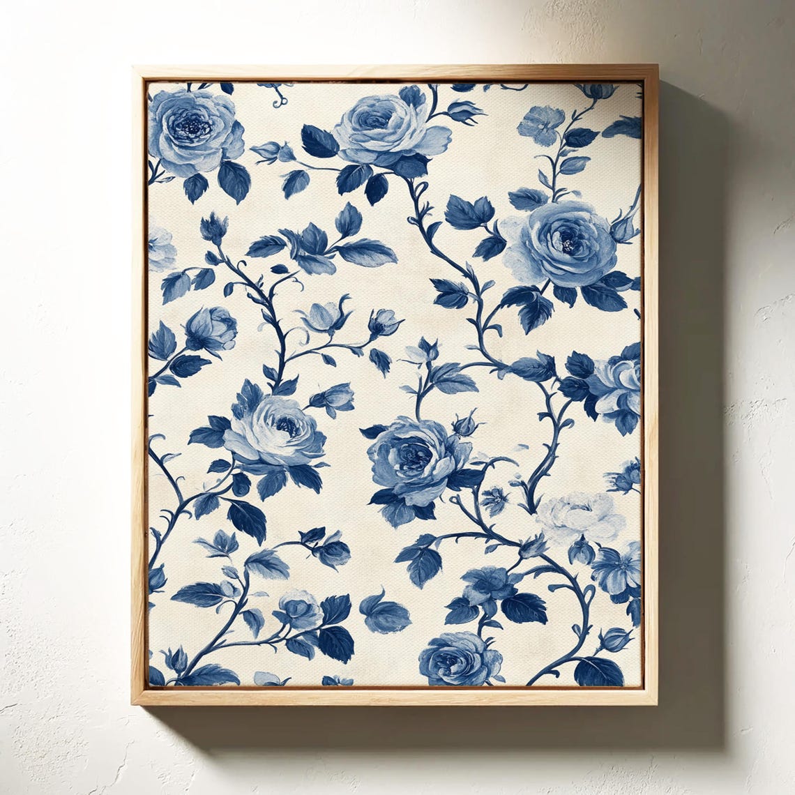 Vintage Blue and White Roses Chinoiserie Floral Pattern Poster - Image 4