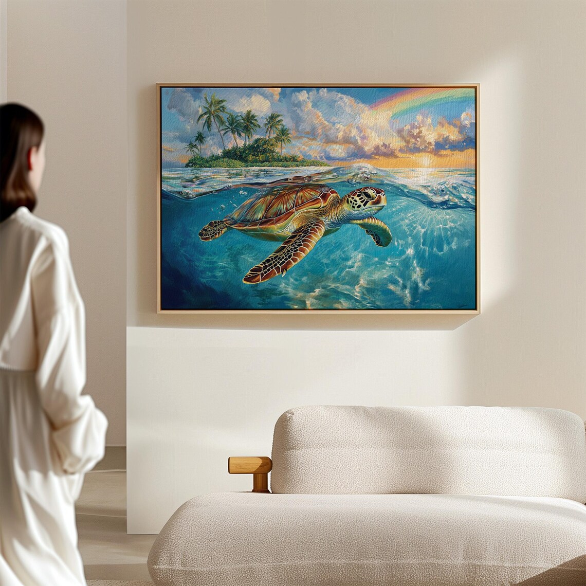 Sea Turtle Island Paradise Ocean Sunset Tropical Beach Wall Art - Image 6