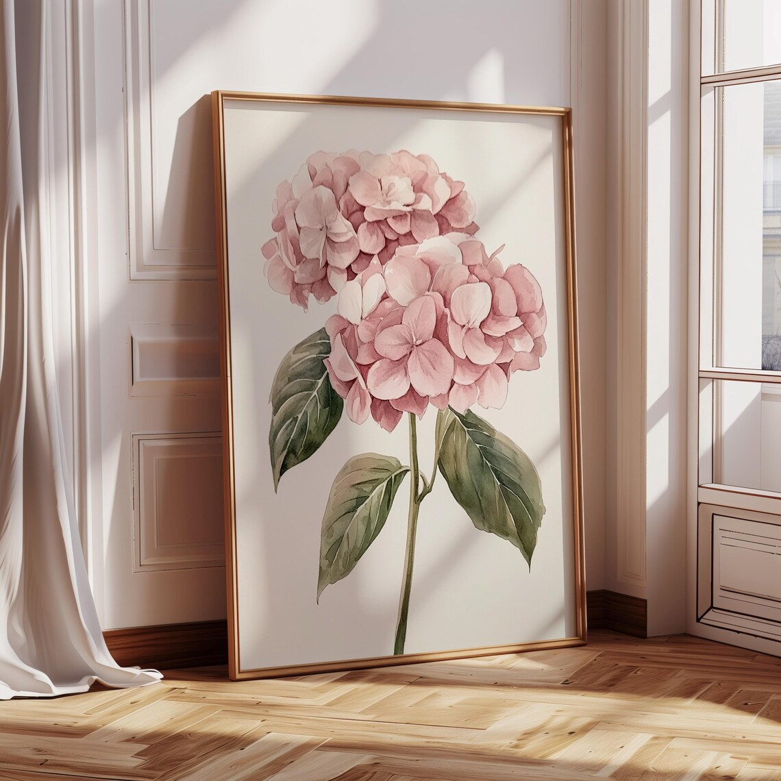 Soft Pink Hydrangea Watercolor Art Print - Image 2