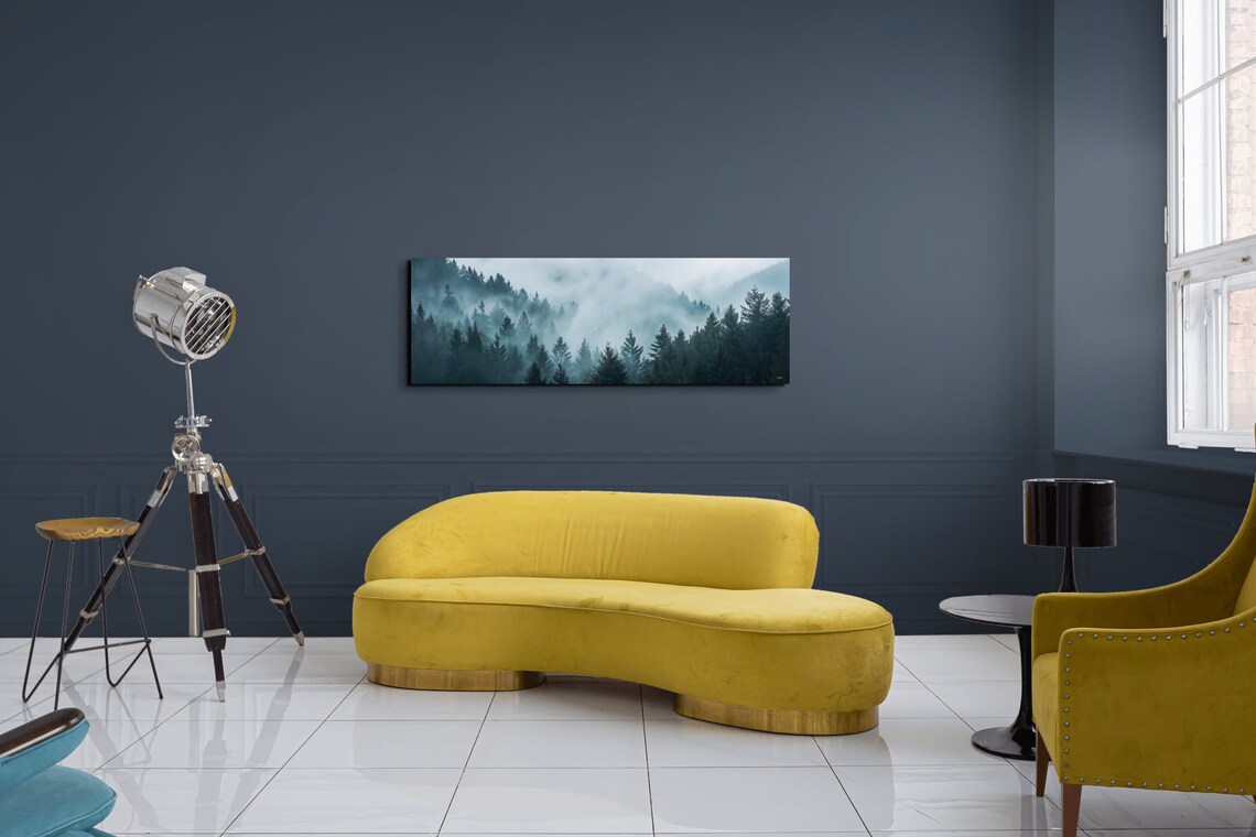 Silent Moody Dark Fog Wrapping Around Tall Pine Trees Poster - Image 4