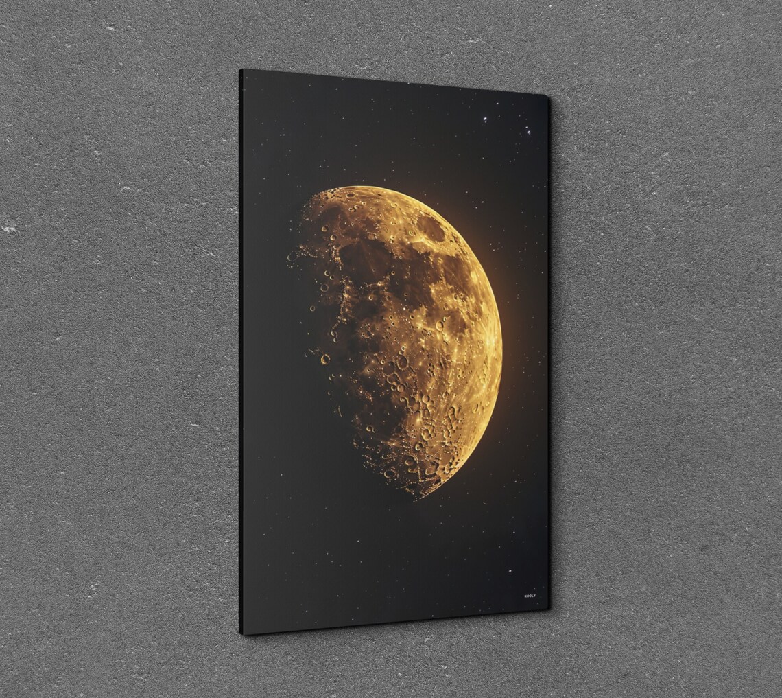Golden Full Moon Close Up Starry Night Sky Celestial Lunar Poster - Image 4