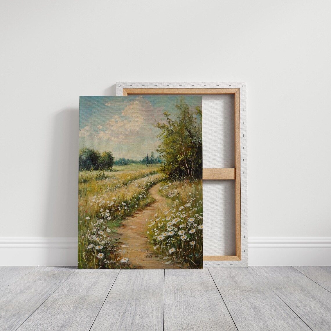 Meadow Path Rustic Trail, Wildflowers Sunlit Countryside - Image 3